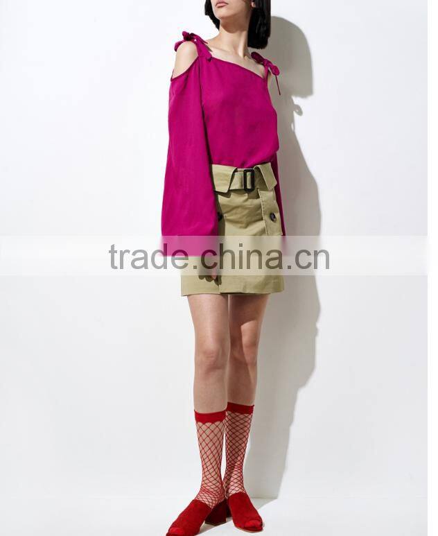 2017 Newest Summer Elegant Style Plain Cold Shoulder Blouse