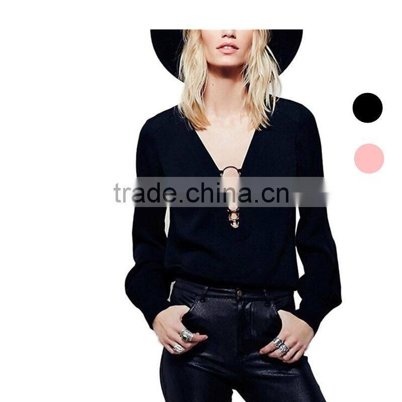 New fashion elegant european style women chiffon blouse long sleeve