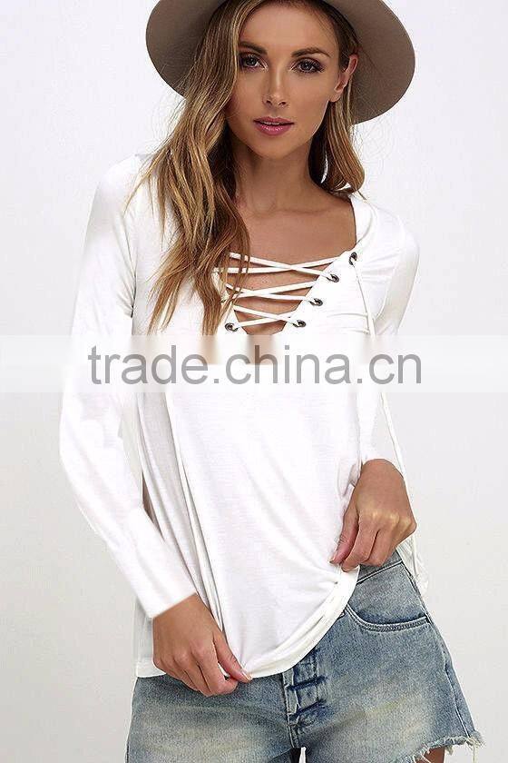 2017 latest fashion design sexy ladies top women fashion cutting blouse