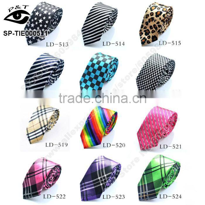 Fashion Skinny Ties For Men Grid Tie Stripe Ties