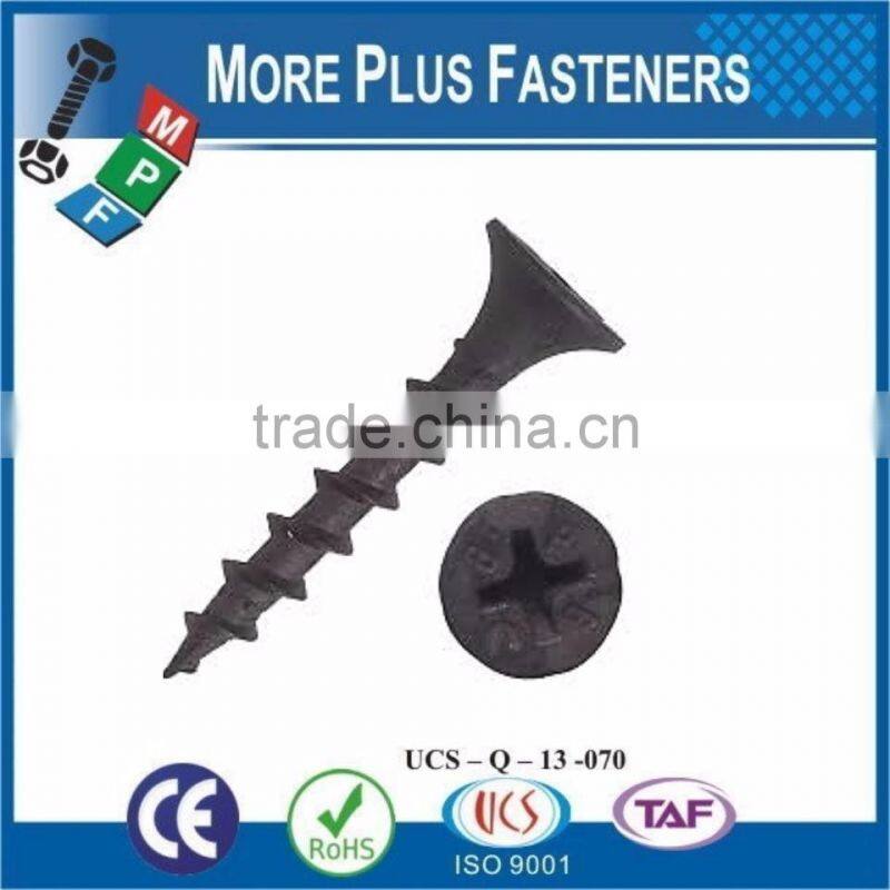 Made in Taiwan Yellow Zinc Black Phosphate Coarse Phillip Twin Fine Thread Zinc Drywall Screw