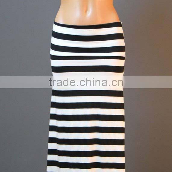 hot selling black and white stripe maxi skirt wholesale indian long skirts
