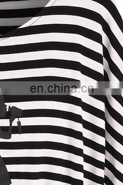 CHEFON Batwing Sleeves Striped Panel Loose casual dresses for women