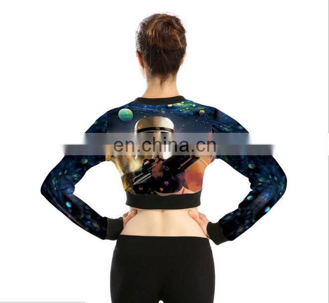 Women fashion printing pattern polyester jacket cool long slevee zipper jacket for women