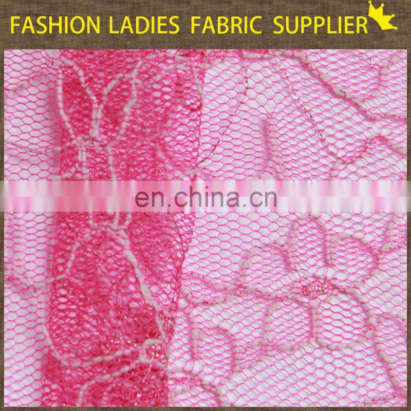 Soild color nice flower high end ladies garment nylon/cotton lace fabric