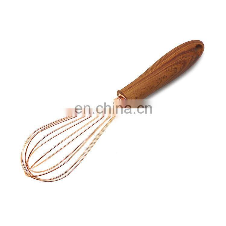 Hot Selling Kitchen Tools Manual Wood Handle Silicone Egg Beater