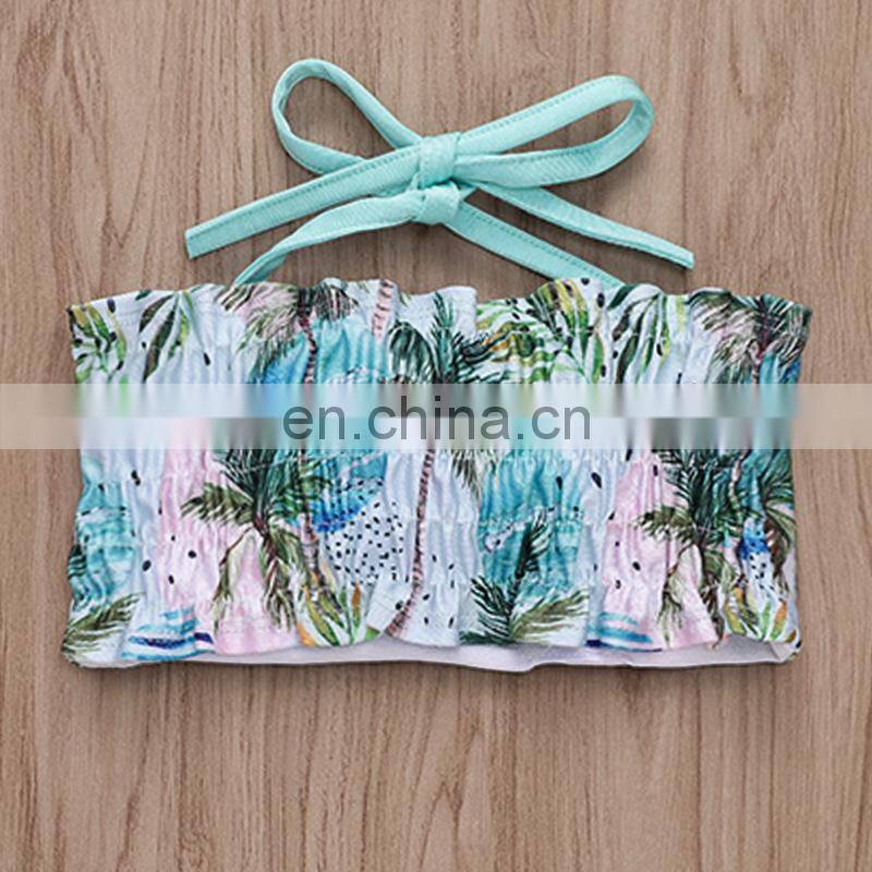 2019 new toddler bathing suit 2 pcs set coconut full print kids summer swimsuit girls swimwear