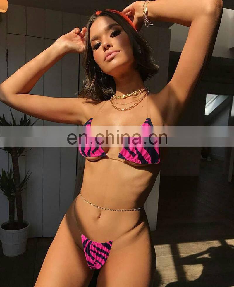 Peachtan Sexy Neon Bikini 2019 Swimwear Women Zebra Print Bathing Suit Mujer High Cut Swimsuit Female Push Up 2Pieces Suit