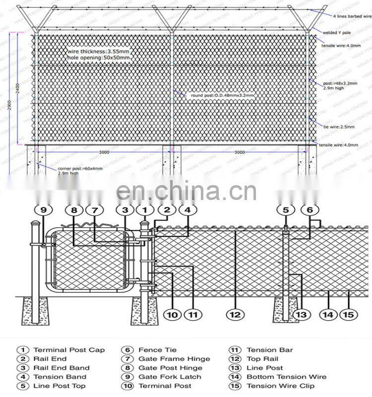 High quality used chain link fence panels in metal wire mesh