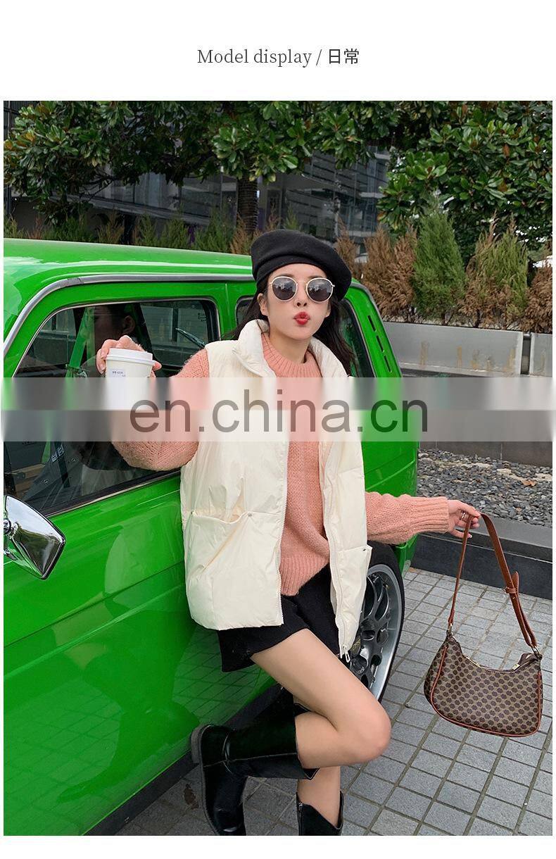 New Arrival Women Down Filled Solid Sleeveless Jacket Custom Winter Down Puffer Vest Short Casual Women's Jackets