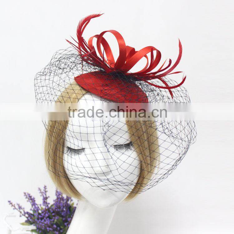 Hair Accessories Hair Clip With Feather and Veil Fascinator Hat