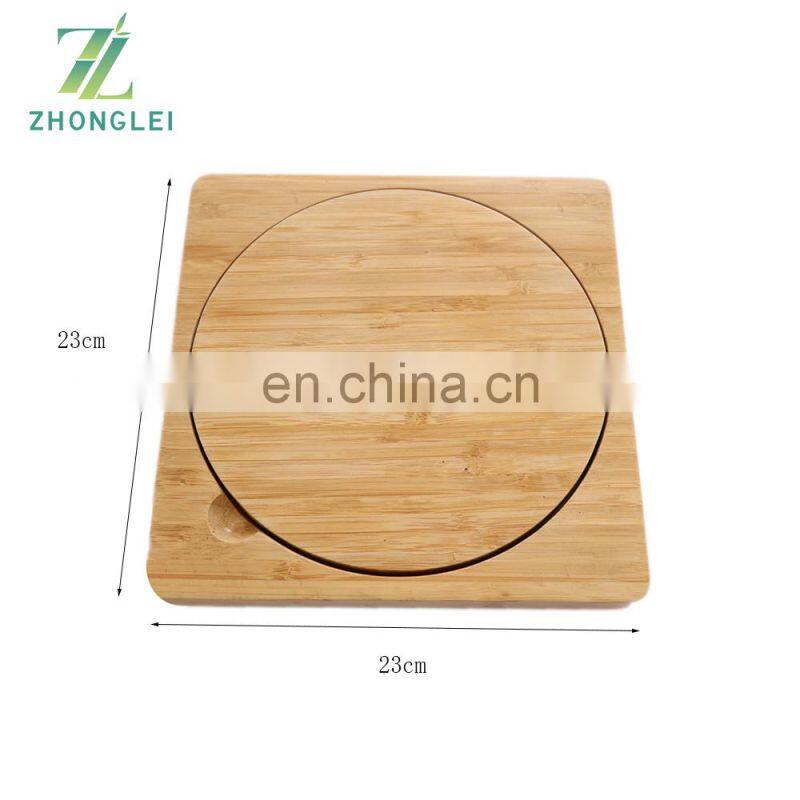 Eco-friendly Bamboo Square Cheese Serving Board with 4 Knives