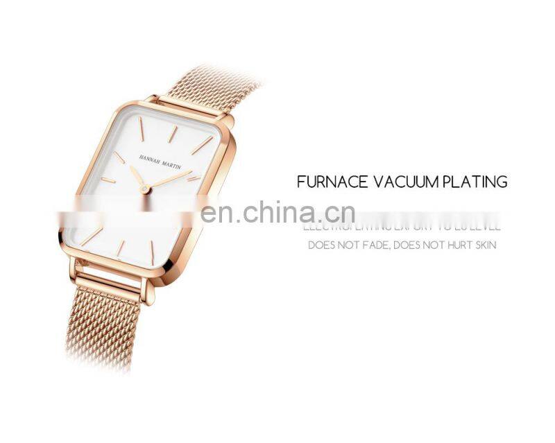 Hannah Martin 1241 Luxury Ladies Bracelet Quartz Watch Ultrathin Simple Japanese Movement Stainless Steel Mesh Belt Watches
