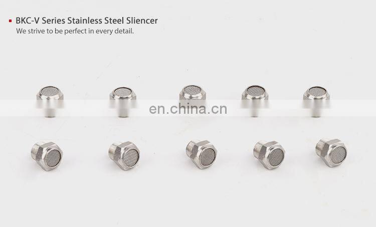 SNS BKC-V series stainless steel tube fittings pneumatic valve flat end exhaust muffler air silencer