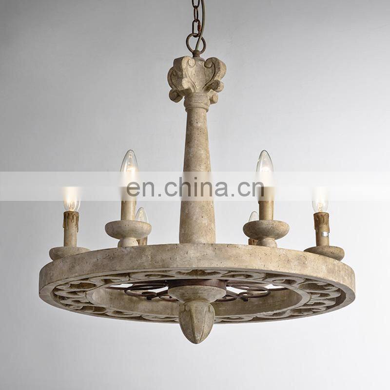 Wooden wrought iron do old teardrop candle tube living room dining room study bedroom wooden cage pendant lamp