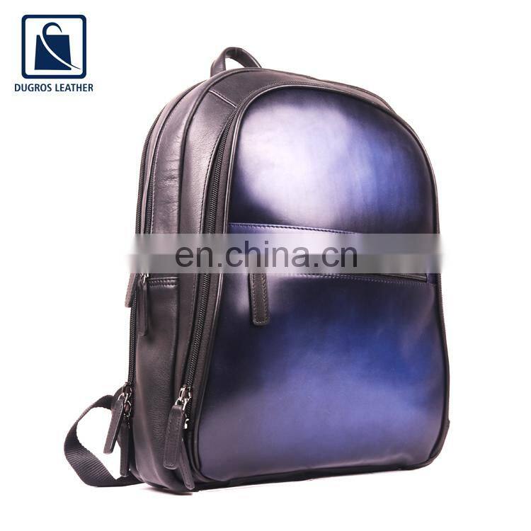 Excellent Quality Bulk Selling Matching Stitching Polyester Lining Nickle Fitting Unisex Genuine Leather Backpack Bag