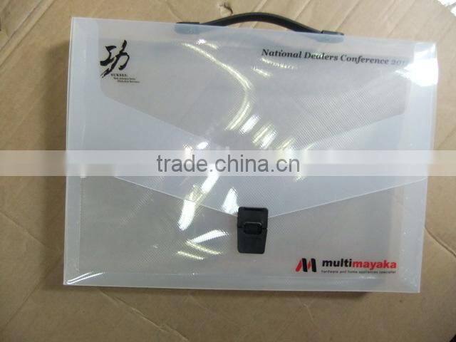 prmotion customized plastic file briefcase with handle with logo printed RYX-PB111