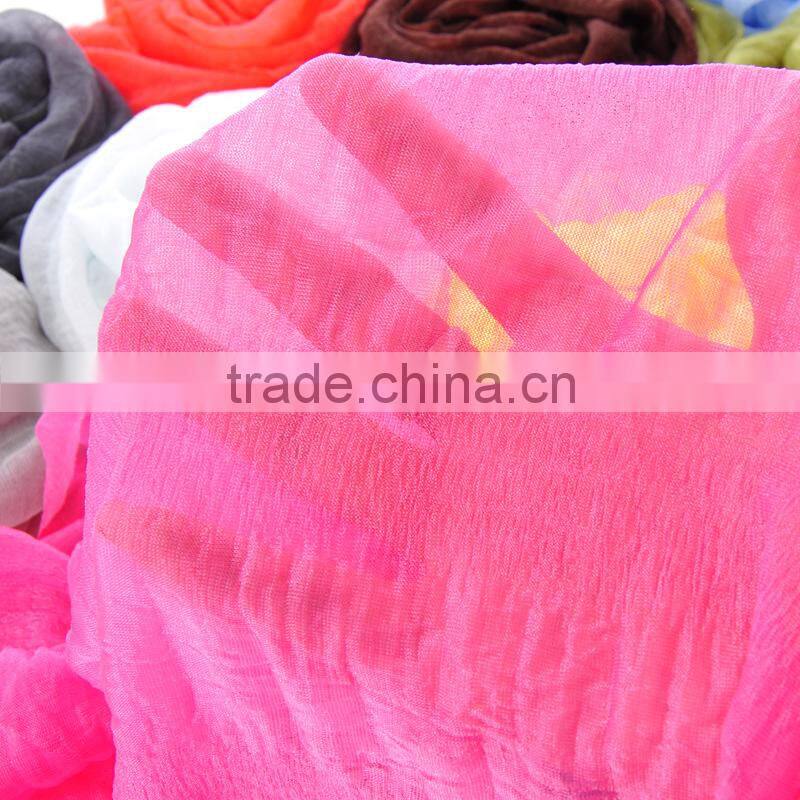 2015 fashion Pure color Polyester linen scarf