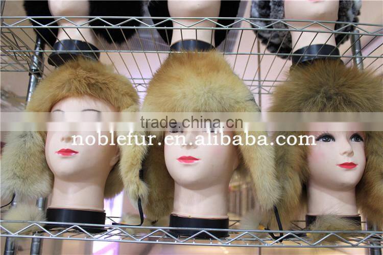 Natural Color genuine bomber fur hat real dog fur hat with ear flaps Keep warm