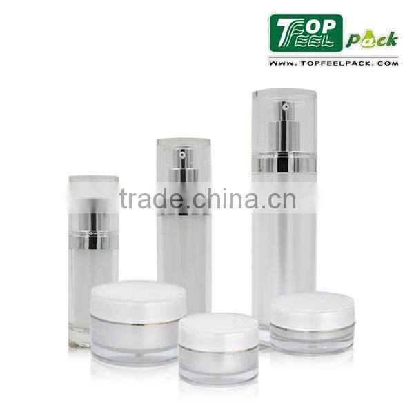Luxury White Airless Bottle and Cream Jar with High Quality Acrylic Cosmetics Packing 15ml to 200ml