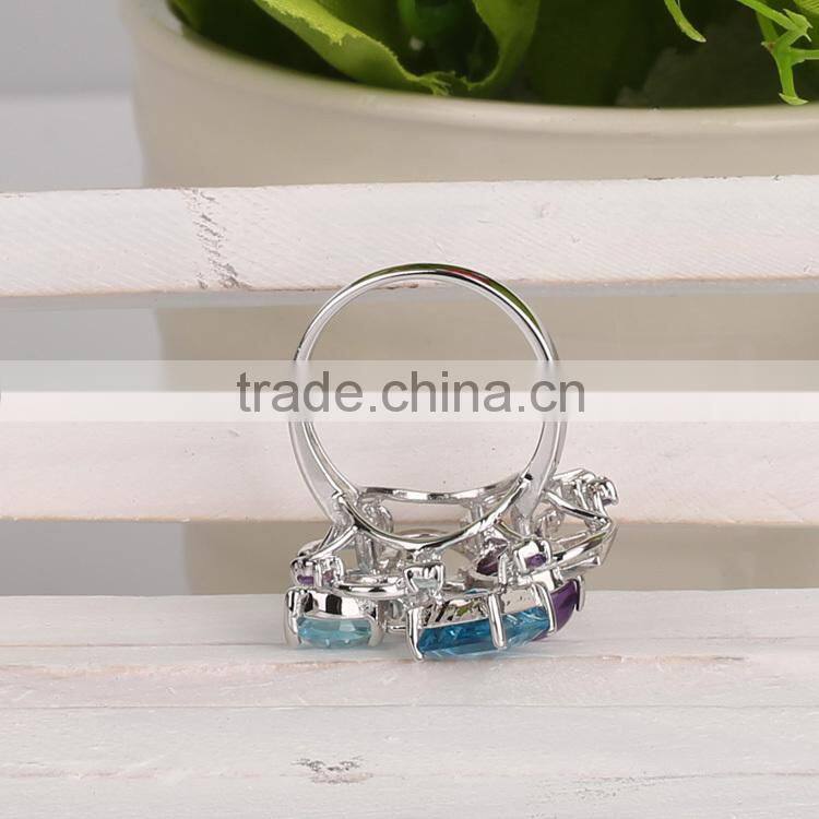 mirror polished white rhodium fashion sterling silver jewelry ring with stock