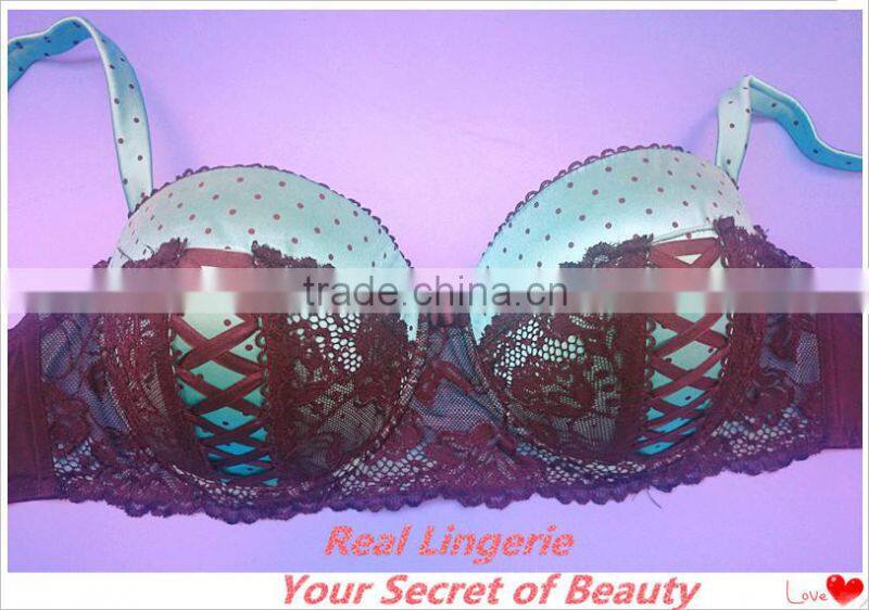 Plus Size Satin Bra w/Lace Up, High Quality Bra