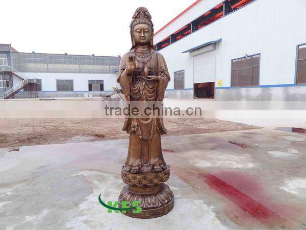 Bronze standing Guanyin sculpture