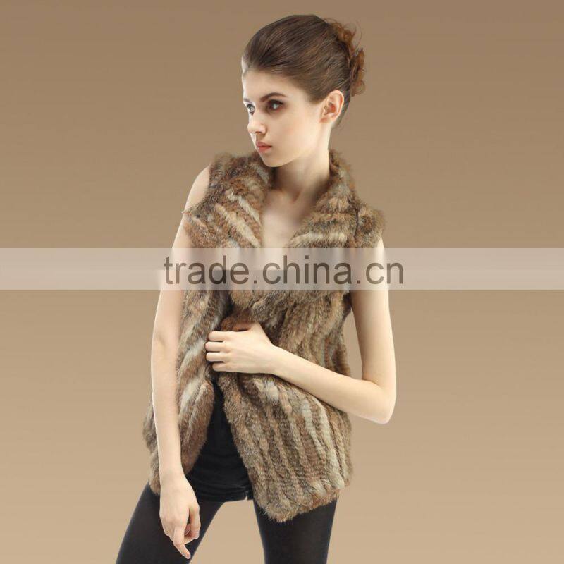 Wholesale 2015 Irregular Style Charmful Real Women Knitted Rabbit Fur Vest