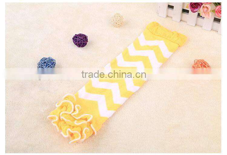 New baby leg warmers with ruffles and good quality cotton legging chevron ruffle leg warmers infant socks leggings LW-23
