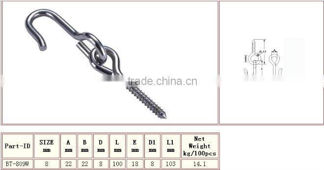 Stainless steel AISI316/304 swing hook with bolt in China Karbiner rigging hardware manufacturer swing hook with bolt
