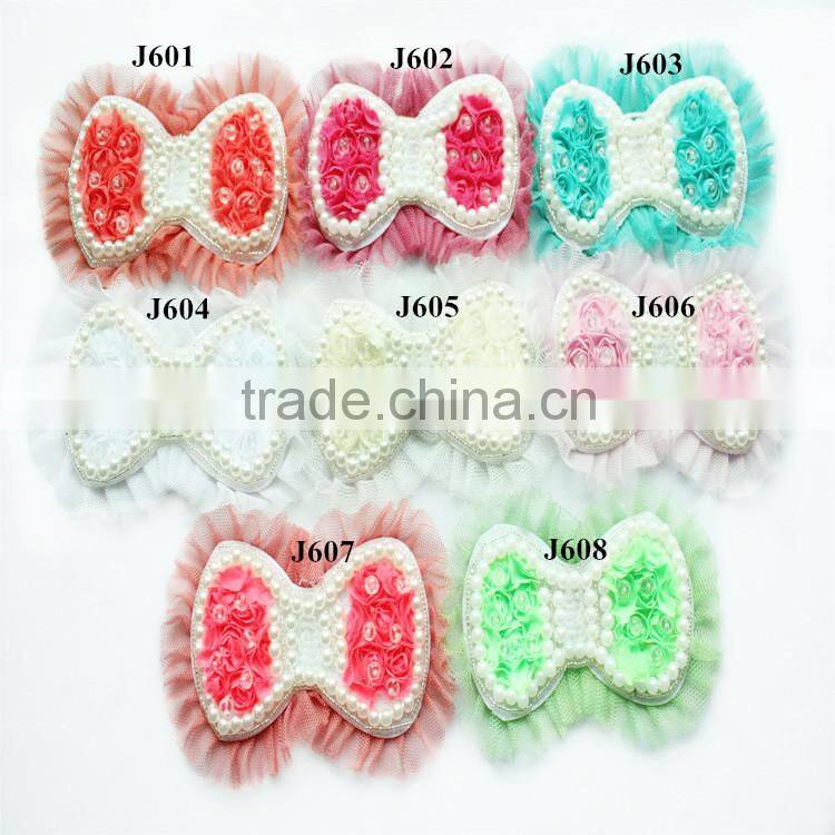 white shabby chiffon 3X2.5" butterfly sequin & gold trim fabric rose spring craft supplies baby headband flower