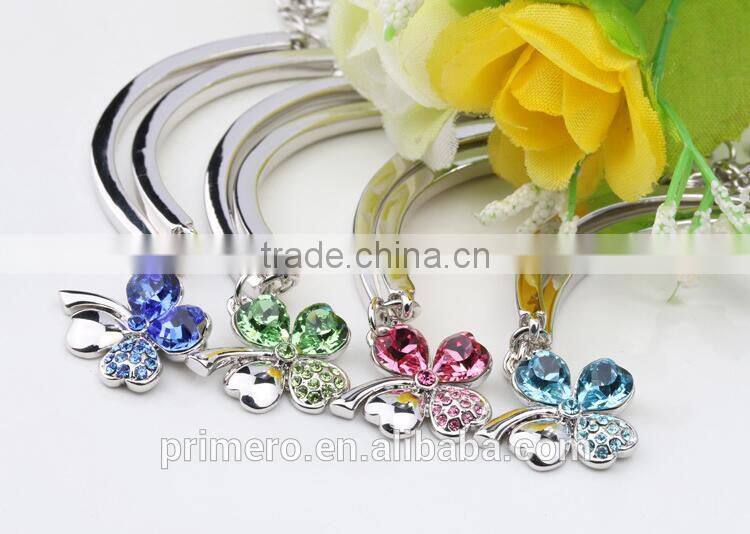 Hot Fashion Silver Lucky Four Clover Chain Bracelets With Natural Crystal Bangle