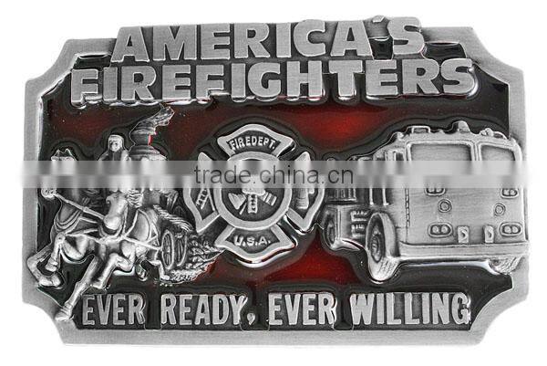 Silver Tone Belt Buckle Displays A Fire Department "Official Tailgater" Belt Buckle With Bottle Opener Metal Fridge Magnet