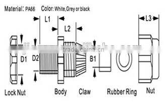 High Quality Wholesale IP68 Protection Grade Nylon 66 Wire Cable Gland