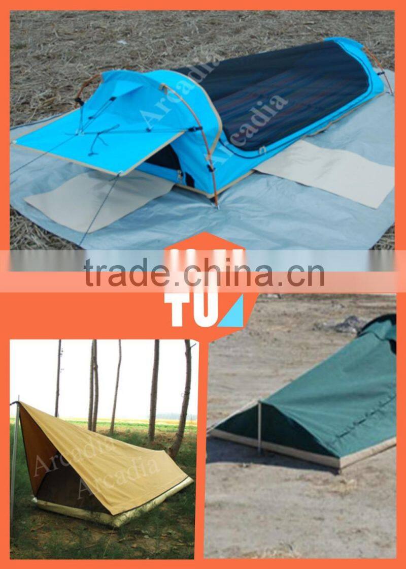 Colorful fishing tent for camping in Winter