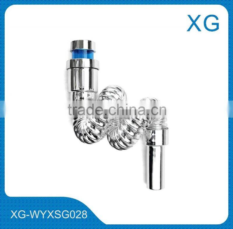 PVC flexible waste pipe/Chromed coated steel wire drain tube for wash basin/kitchen pvc steel wire reinforced flexible pipe