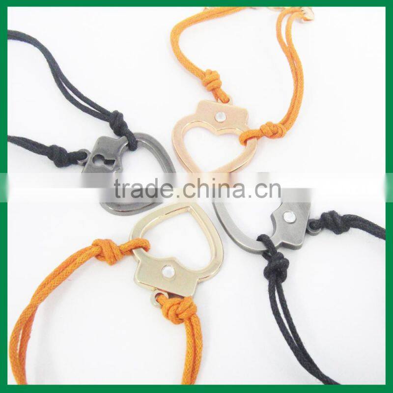 Heart Lock Zinc Alloy Charms PU Bracelet