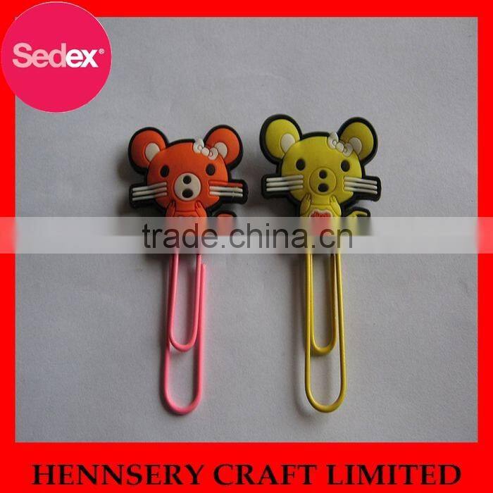 Cute cartoon silicone animal metal butterfly paper clip for clipboard