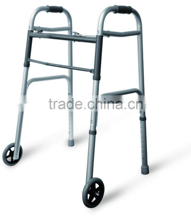 Dual Release Folding Aluminum Walking Aid with 5' castors