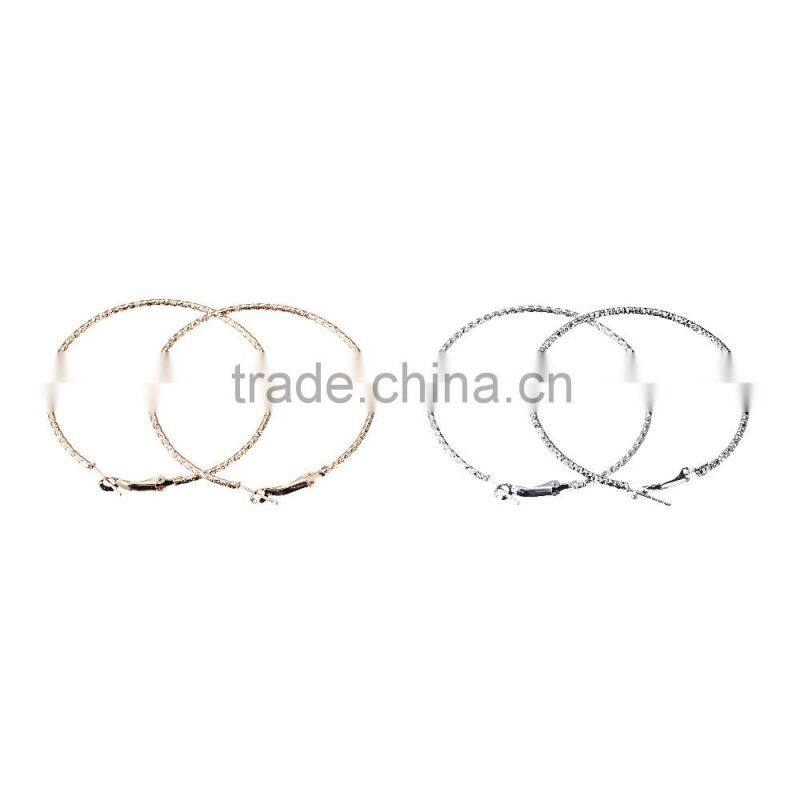 Fashion Jewelry Gold & silver plating Big shiny hoop earrings set for girls