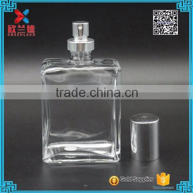 100ML wholesale customized classic square empty clear glass perfume bottle