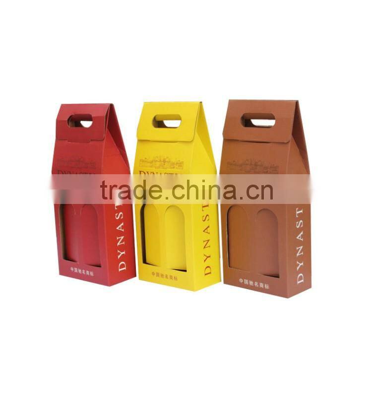 custom corrugated paper wine pack box with handle