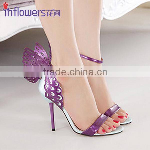 Back butterfly ankle strap fashion lady dress shoes,girls high heels