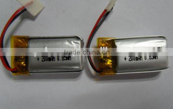 200mah li ion polymer battery / 801525 Li polymer battery 200mah