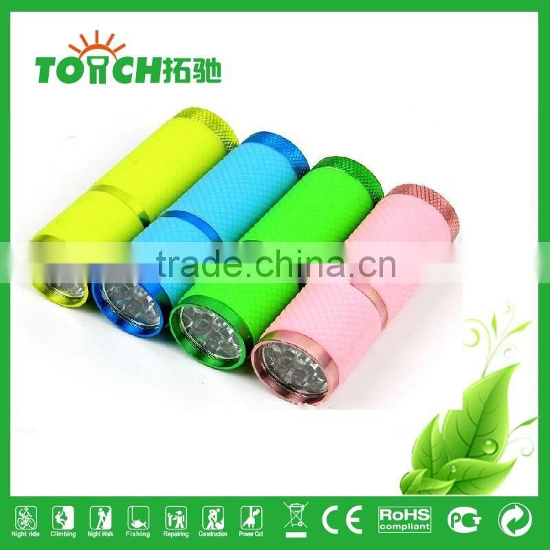 mini led flashlight rubber 9 led promotional gift flashlight