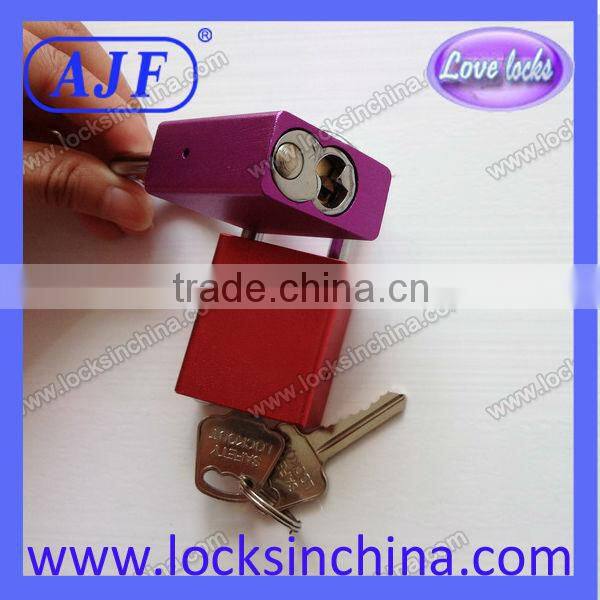AJF high quality and top security colourful aluminium padlock with keys