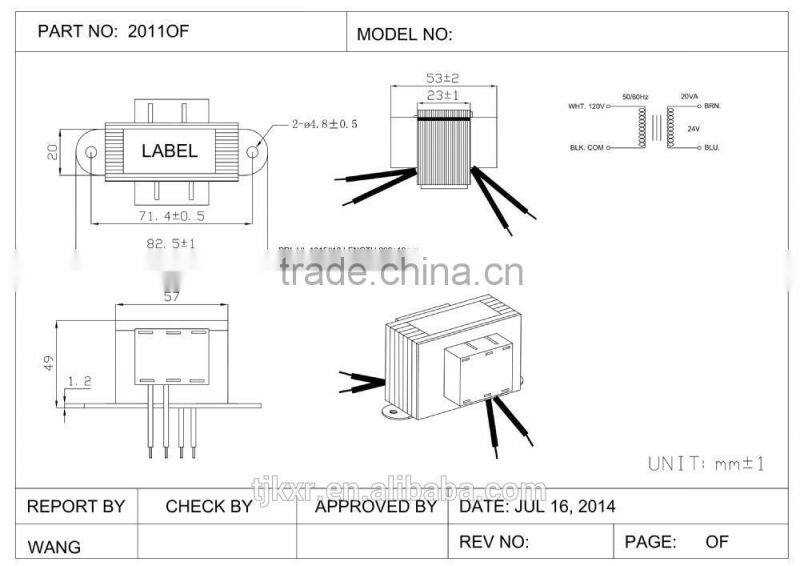 With 2-year product warranty, UL, CUL, CE approved,class 2, 15W 20W transformer 24Vac
