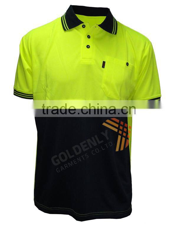 OEM with lastest design for men' s hi vi cotton fluorescent scent polo shirt