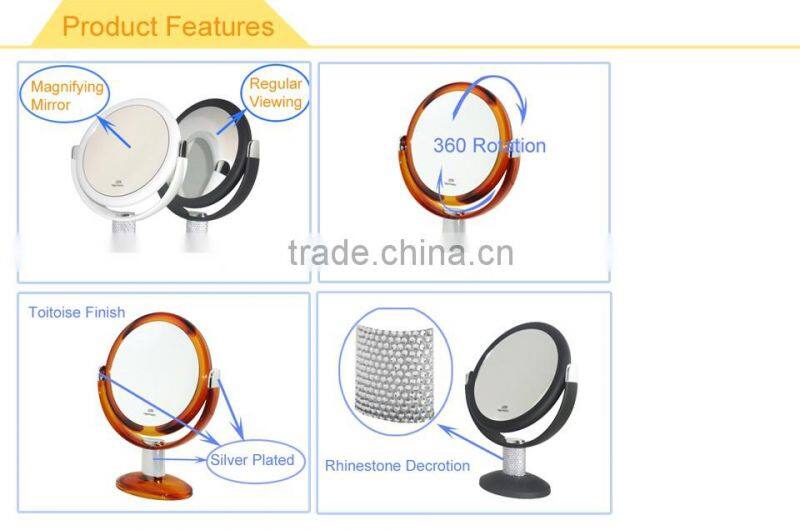 Rose Gold Silver Chrome stand makeup mirror 1x/10x magnification