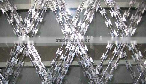 razor barbed wire /razor wire CBT-65/razor wire fence/concertina razor fence factory